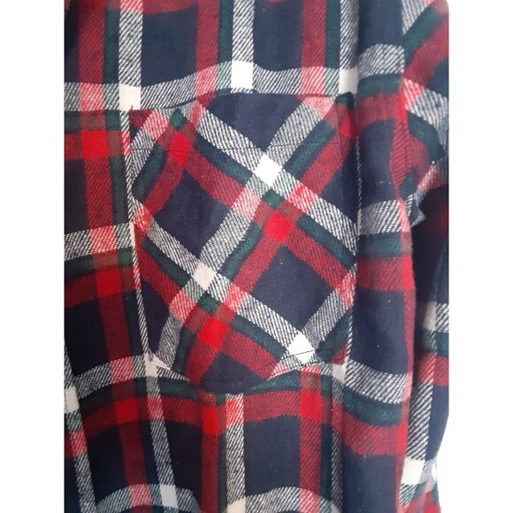 NWOT Urban Republic XL Flannel Shirt Red Blue Plaid Slim Button Up Long Sleeves - Picture 3 of 10